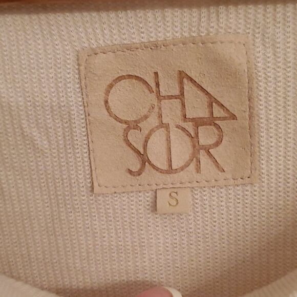 Chaser Cha Sor Cream Ribbed Waffle Knit Thermal Dolman Sleeve Top Size Small - Picture 6 of 9